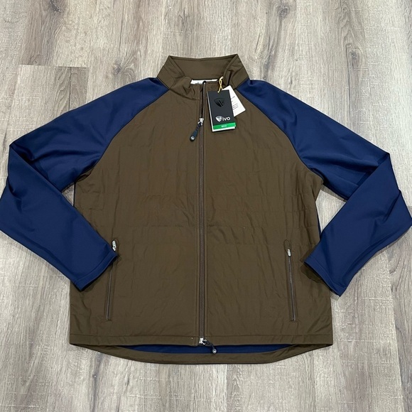 Peter Millar Other - NWT Peter Millar Crown Sport Full Zip Brown Navy Quilted Performance Golf Jacket